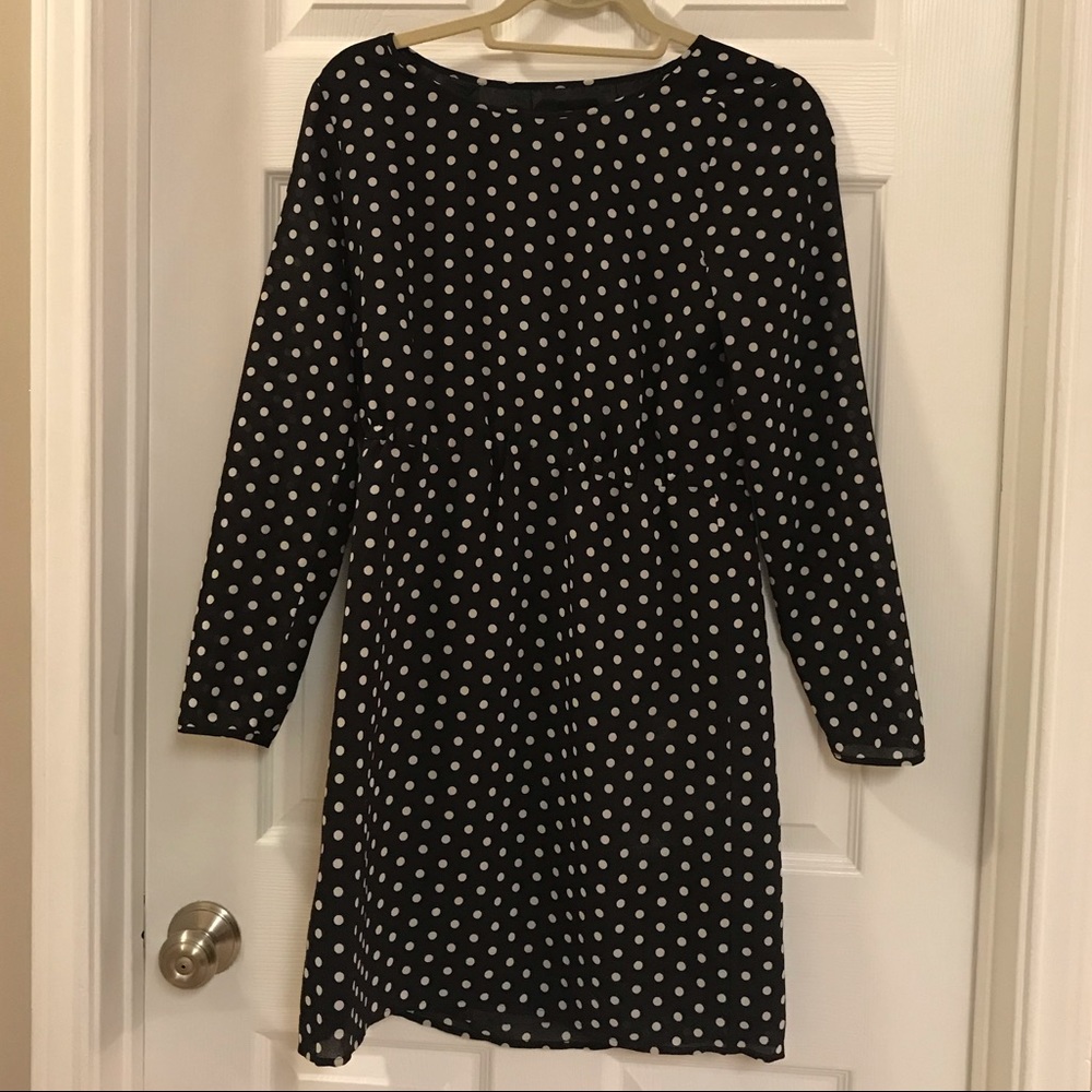 J. Crew Factory polka dot dress black and white